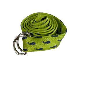 JCrew 100% Silk Ribbon Belt Silver D Ring Hardware Size Medium Large Whale